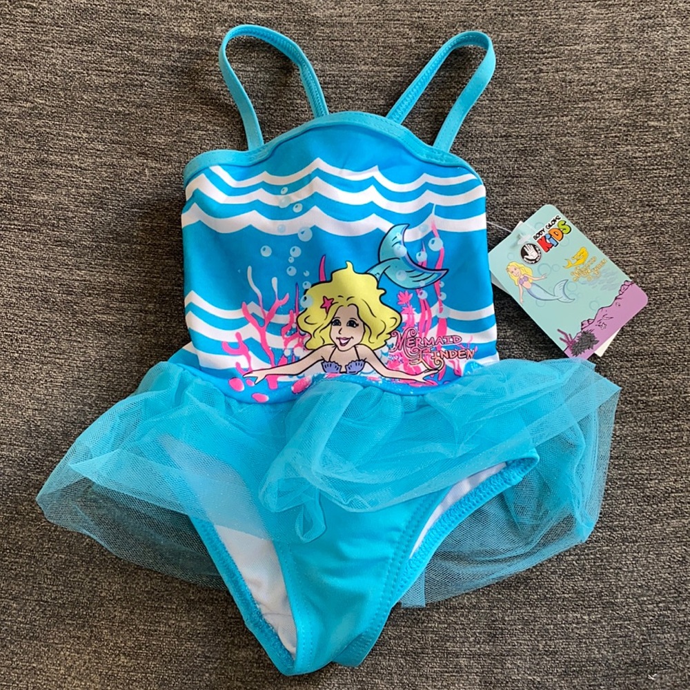 Body Glove Little Girl’s Blue & White Mermaid Bathing Suit